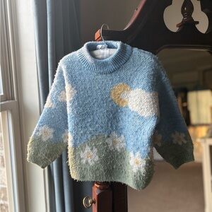 VGUC ZARA Scenic Pattern Mock neck Sweater, size 2-3 yrs